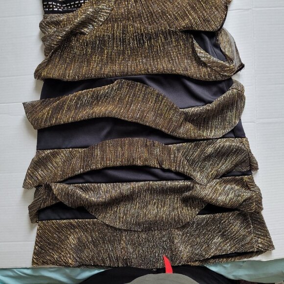 Frank Lyman dress formal evening date gold silver plus 14 metallic vintage gown - Picture 13 of 13